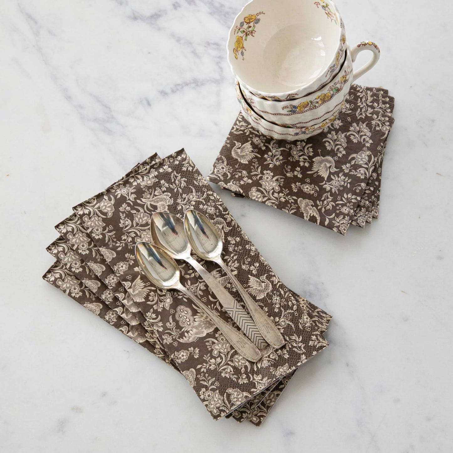 Hester and Cook Brown Regal Peacock Guest Napkins