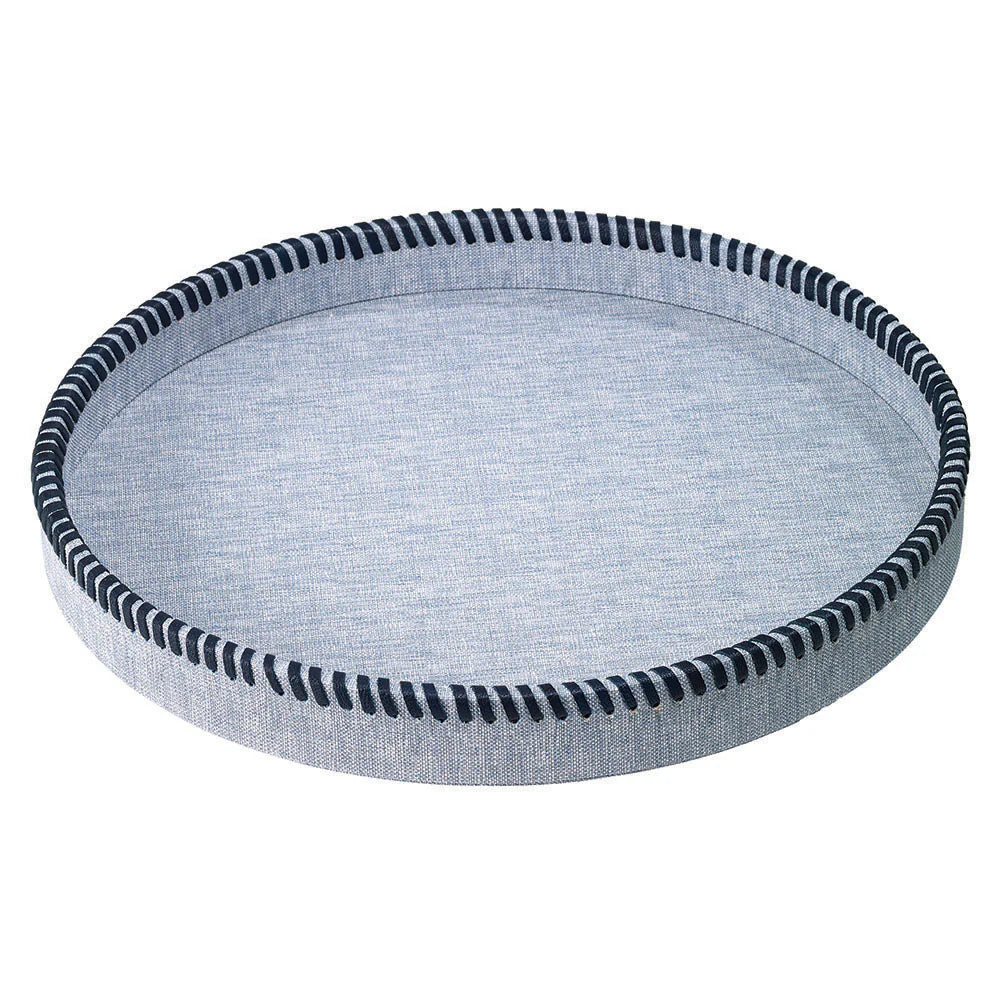Bodrum Whipstitch Bluebell Round Tray
