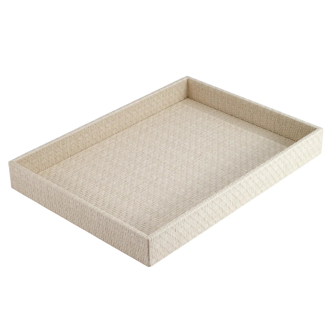 Bodrum Wicker Cream Rectangle Tray