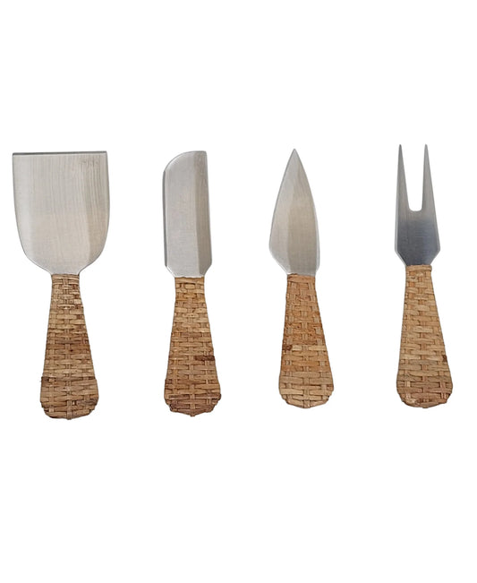 Rattan Stainless Steel Cheese Knives set of 4