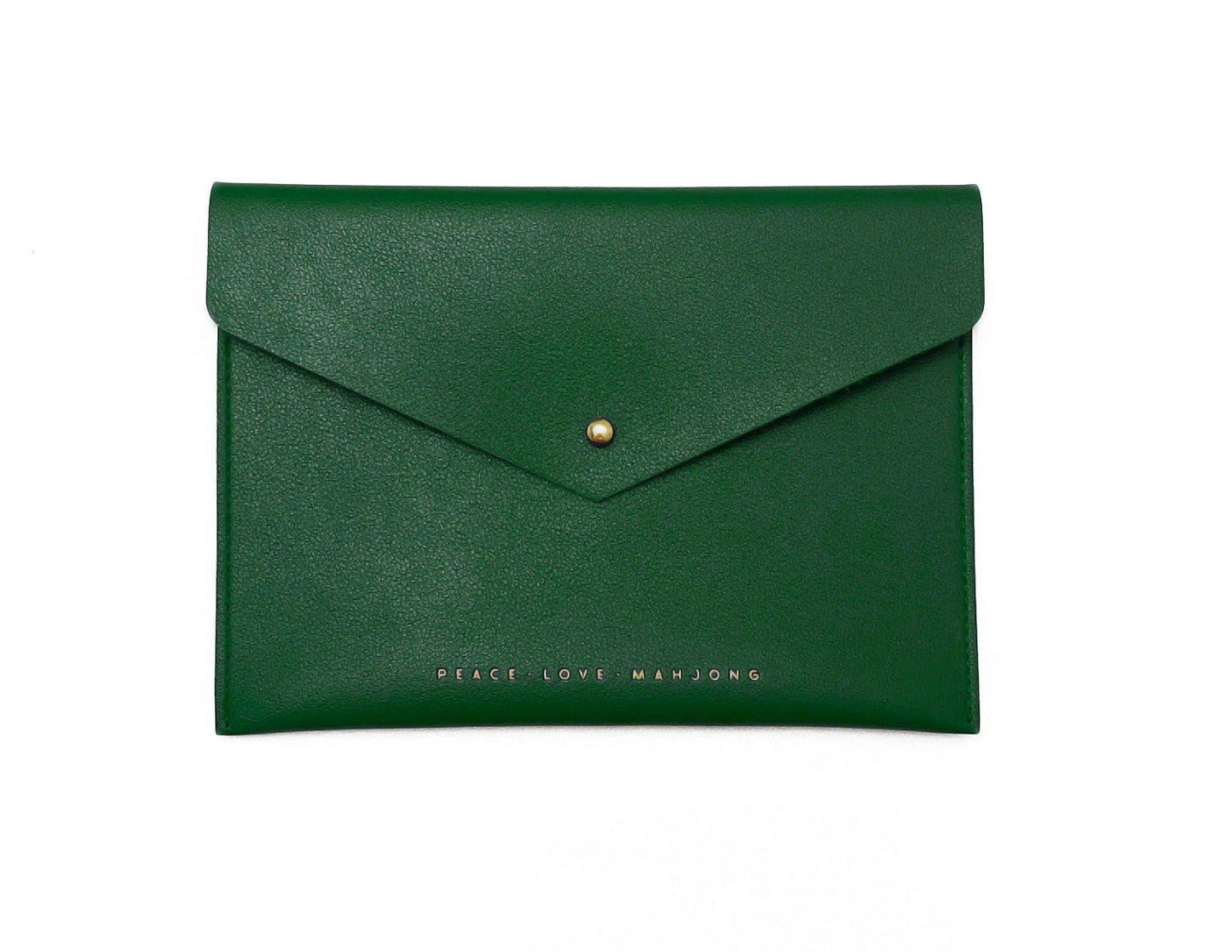 Peace Love Mahjong Card Clutch in Hunter Green