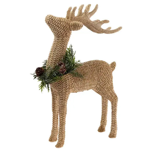 Basketweave Standing Deer with Wreath