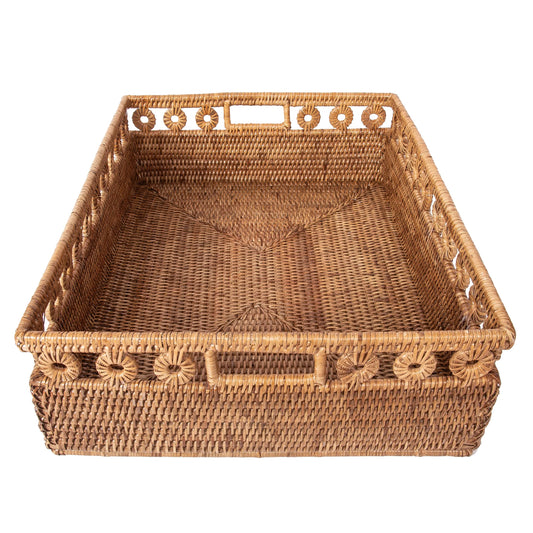 Inna Design Rectangle Basket with Cutout Handles in color Honey