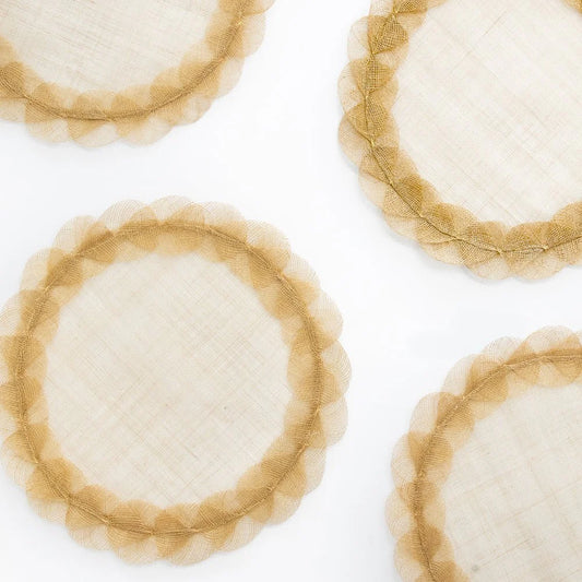 Mustard Poplar Leaf Rice Paper Placemat Set of 4