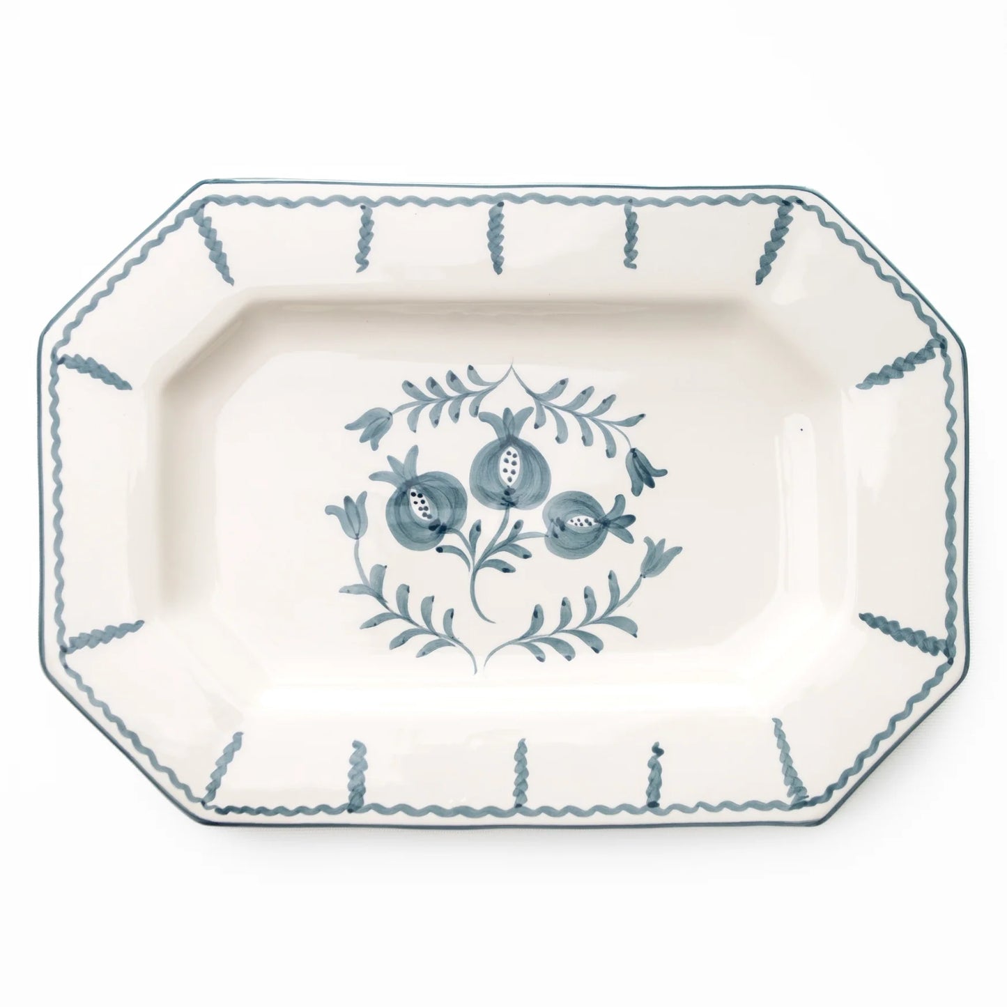 Pomegranate Trio Vine Teal Rectangle Serving Platter