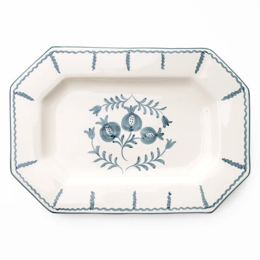 Pomegranate Trio Vine Teal Rectangle Serving Platter