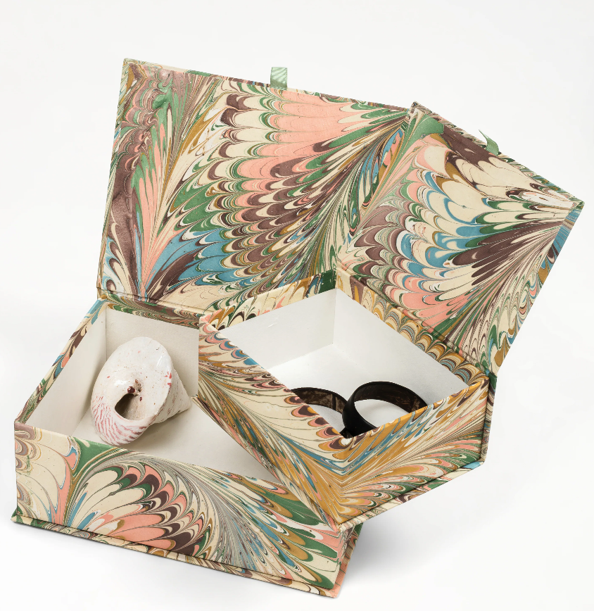 Hand-Marbled Keepsake Box in Flatiron Feathers