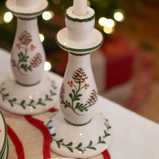 Holly & Pinecones Candlesticks