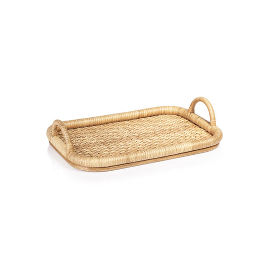Rectangular Rattan Tray with Handles