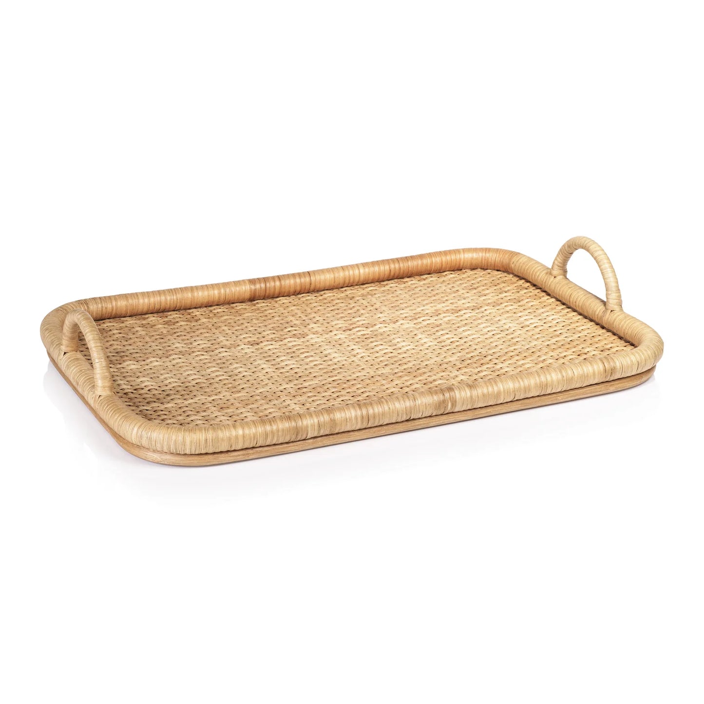 Rectangular Rattan Tray with Handles
