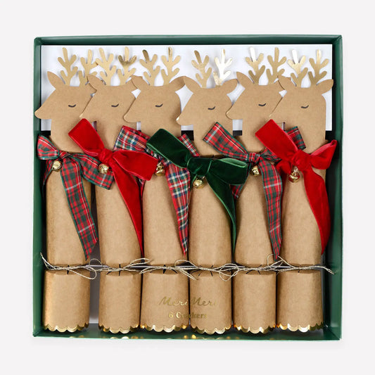 Tartan & Velvet Bow Reindeer Crackers