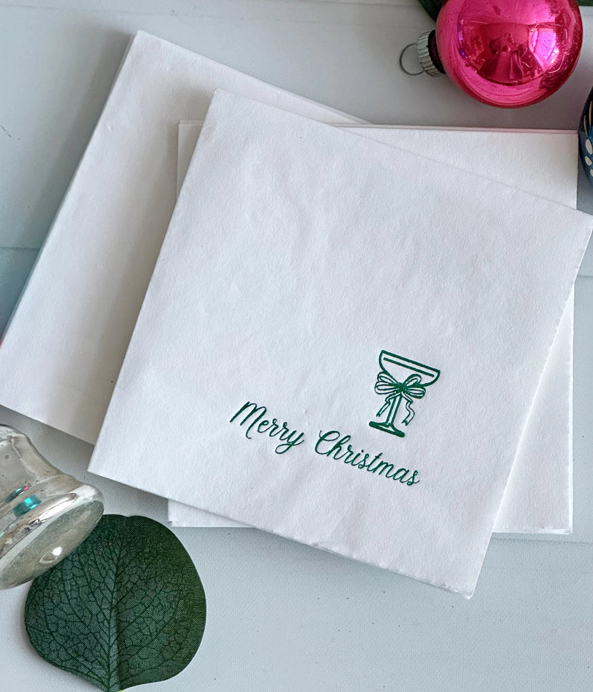 Merry Christmas Coup Cocktail Napkin